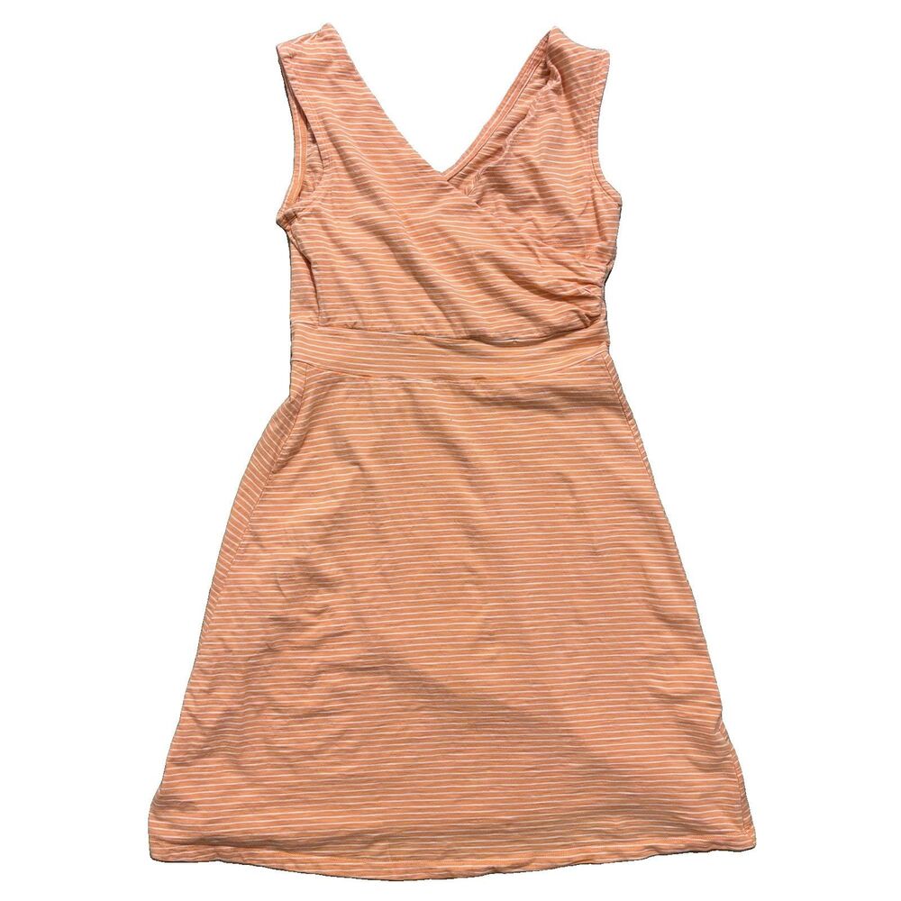 Patagonia Porch Song Sz Large Orange Stripe Organic Cotton Stretch Sleeveless